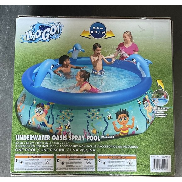 H20GO Underwater Oasis Spray Kids Inflatable Swimming Pool (8 ft x 26 in) NIB - Picture 1 of 2